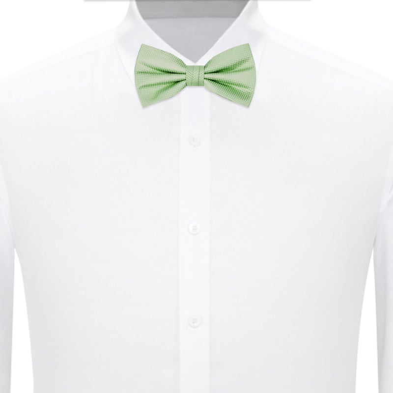 Jacob Alexander Men's Woven Subtle Mini Squares Adjustable Pre-Tied Banded Bow Tie - Sage Green - Image 3